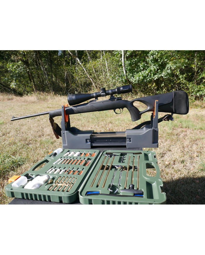 Stojak do czyszczenia broni montażu optyki zestaw wycior szczotki brunox