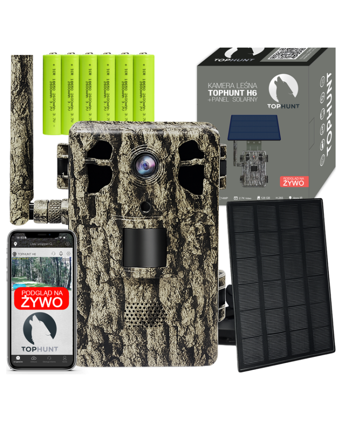 Zestaw Fotopułapka GSM Kamera Leśna TOPHUNT H6 Tree grain
